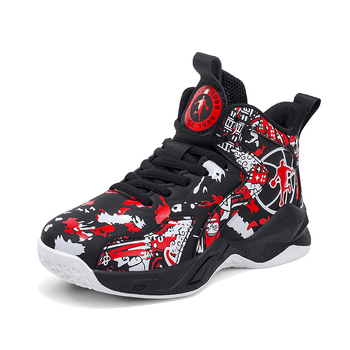 Műbőr gyerek kosárlabdacipő; lélegző, csúszásmentes; kompozit talp; Color Blocking minta; előröl fűzőzhető