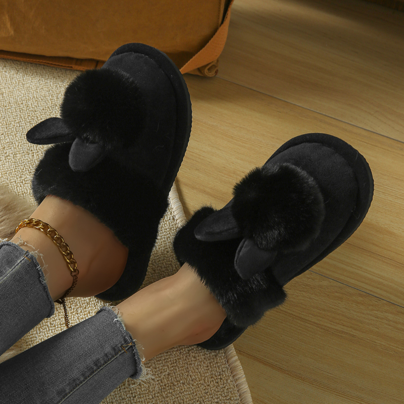 Papuci de iarnă cu acoperire completă pentru adulți, Lolita stil, exterior TPR, talpă PUR, talpă cu platformă, căptușite cu blană, pentru uz casnic