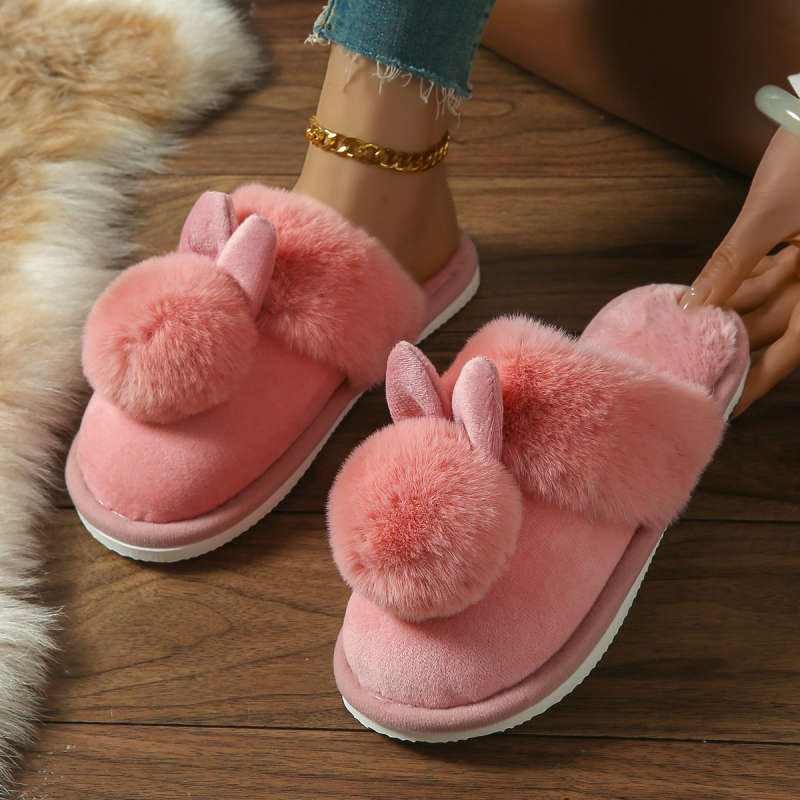 Papuci de iarnă cu acoperire completă pentru adulți, Lolita stil, exterior TPR, talpă PUR, talpă cu platformă, căptușite cu blană, pentru uz casnic