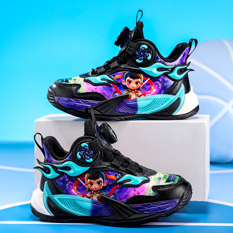 Pantofi sport pentru copii Ag.Dog, închidere cu buton de răsucire, partea superioară PU, talpă din cauciuc antiderapant, pentru copii 4–16 ani