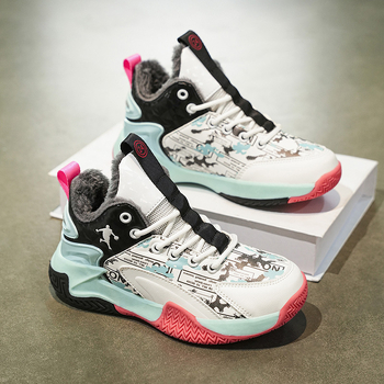 Παιδικά παπούτσια μπάσκετ με ψηλό επάνω μέρος, αύξηση ύψους, γέλη απορρόφησης κραδασμών, επάνω μέρος από διχτυωτό ύφασμα, αντιολισθητική εξωτερική σόλα