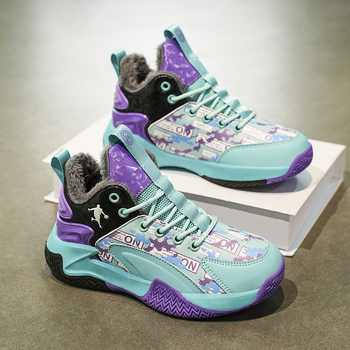 Παιδικά παπούτσια μπάσκετ με ψηλό επάνω μέρος, αύξηση ύψους, γέλη απορρόφησης κραδασμών, επάνω μέρος από διχτυωτό ύφασμα, αντιολισθητική εξωτερική σόλα