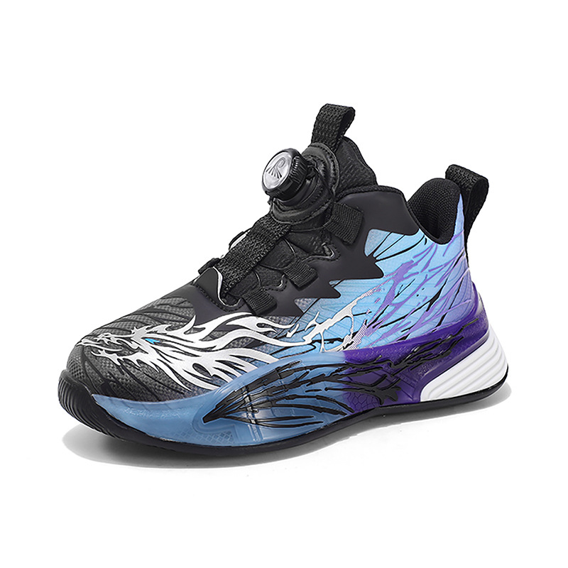 Uniszex gyerek futócipő lélegző bőr felsőrésszel, EVA vastag talppal, csúszásmentes, forgatható gombos záródás, tavaszra és őszre