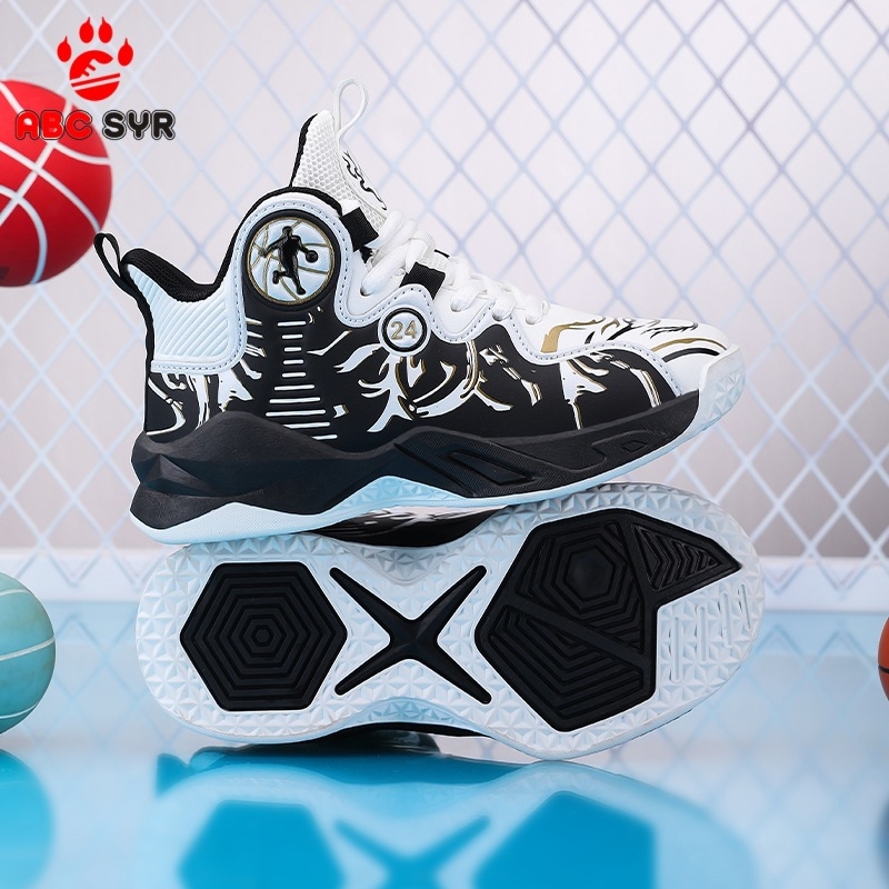 Kosárlabda cipő gyerekeknek, szintetikus bőr felsőrész, csúszásmentes talp, gumi-EVA talp, 7-12 és 13-16 éveseknek