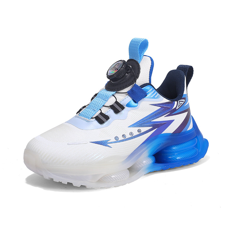 Gyerek kosárlabda cipő PU+Háló felsőrész, csíkos mintázat, lélegző, könnyű, MD talp