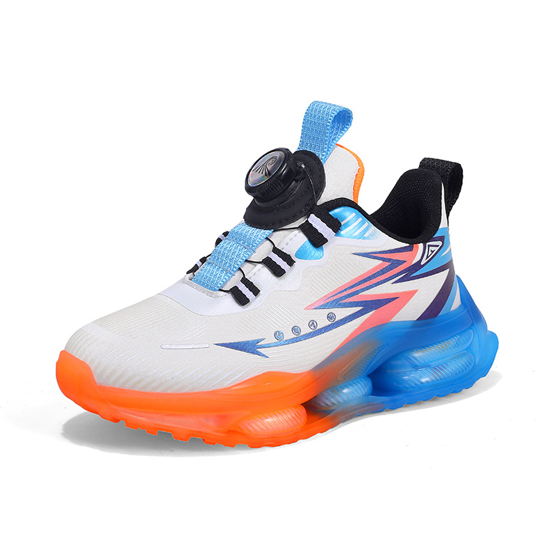 Gyerek kosárlabda cipő PU+Háló felsőrész, csíkos mintázat, lélegző, könnyű, MD talp