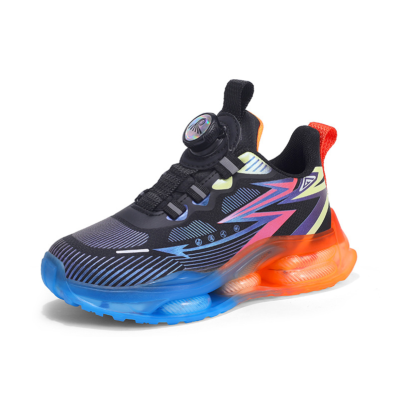 Gyerek kosárlabda cipő PU+Háló felsőrész, csíkos mintázat, lélegző, könnyű, MD talp