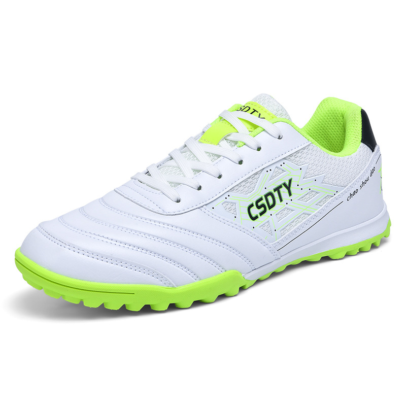 Unisex futbalová obuv s predným šnurovaním, odolná voči opotrebeniu, vrchný materiál z syntetickej kože, vnútro sieťovina, podrážka z gumy