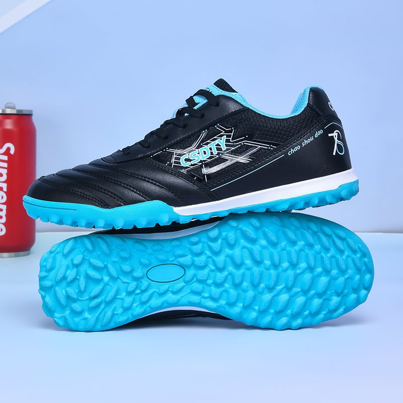 Unisex futbalová obuv s predným šnurovaním, odolná voči opotrebeniu, vrchný materiál z syntetickej kože, vnútro sieťovina, podrážka z gumy