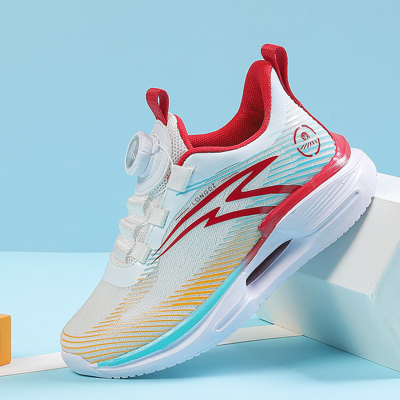 Fiúknak készült futócipő hálós felsőrésszel, légies és könnyű, csavaros lezárású, EVA talppal