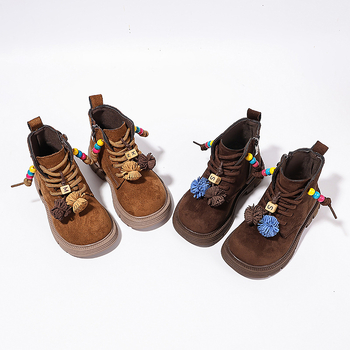 Gyerekeknek szóló Martin csizma, PU felsőrész, gumírozott talp, oldalsó cipzár, téli meleg