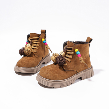 Gyerekeknek szóló Martin csizma, PU felsőrész, gumírozott talp, oldalsó cipzár, téli meleg