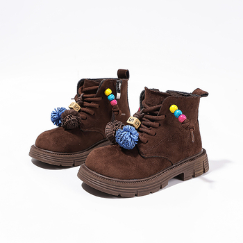 Gyerekeknek szóló Martin csizma, PU felsőrész, gumírozott talp, oldalsó cipzár, téli meleg