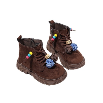 Gyerekeknek szóló Martin csizma, PU felsőrész, gumírozott talp, oldalsó cipzár, téli meleg