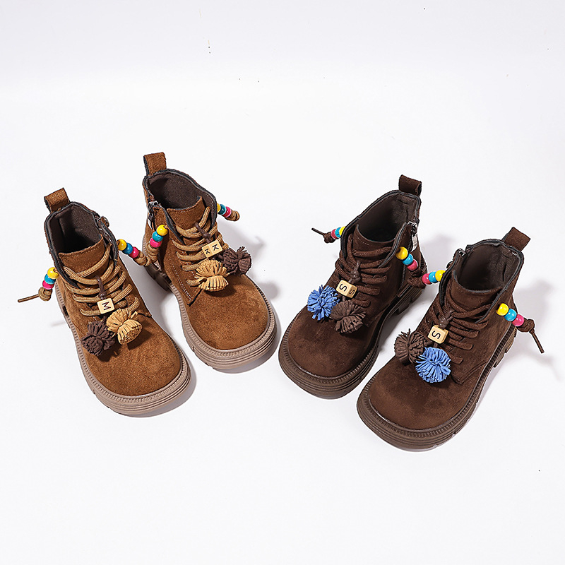 Gyerekeknek szóló Martin csizma, PU felsőrész, gumírozott talp, oldalsó cipzár, téli meleg