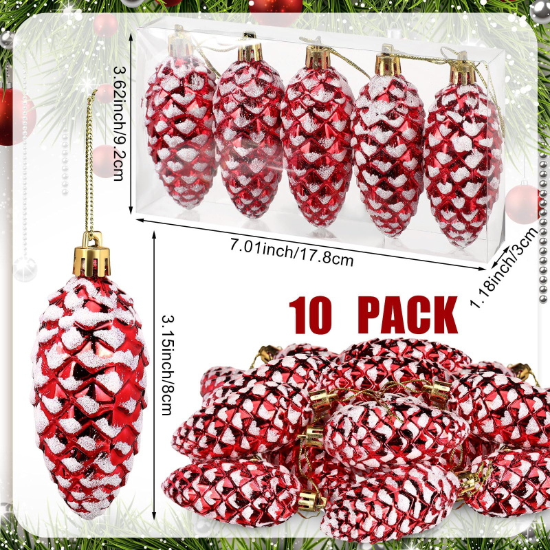 Karácsonyfadísz – toboz alakú függő, műanyagból, festett, koreai stílus, könnyed luxus