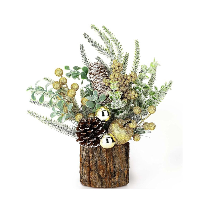 Μίνι Χριστουγεννιάτικο δέντρο με υφή φλοιού — Model: Tree Bark Small Tree; Υλικά: Plastic, Foam, Polyester, Wire; Κατηγορία: Christmas Tree; Χρήση: Desktop