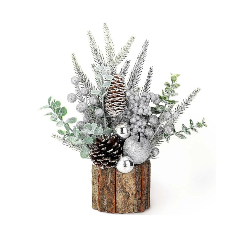 Μίνι Χριστουγεννιάτικο δέντρο με υφή φλοιού — Model: Tree Bark Small Tree; Υλικά: Plastic, Foam, Polyester, Wire; Κατηγορία: Christmas Tree; Χρήση: Desktop