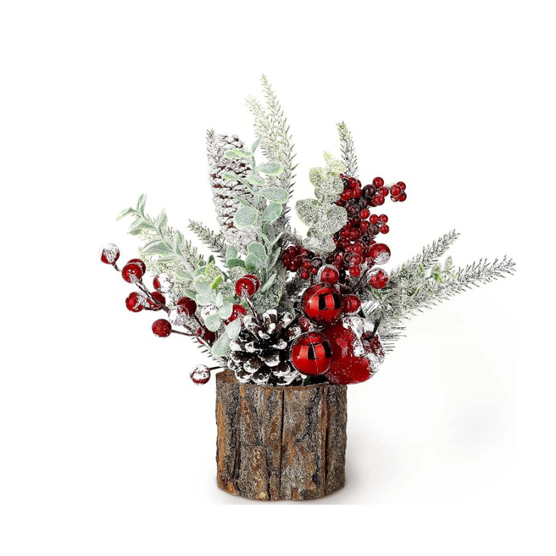 Μίνι Χριστουγεννιάτικο δέντρο με υφή φλοιού — Model: Tree Bark Small Tree; Υλικά: Plastic, Foam, Polyester, Wire; Κατηγορία: Christmas Tree; Χρήση: Desktop