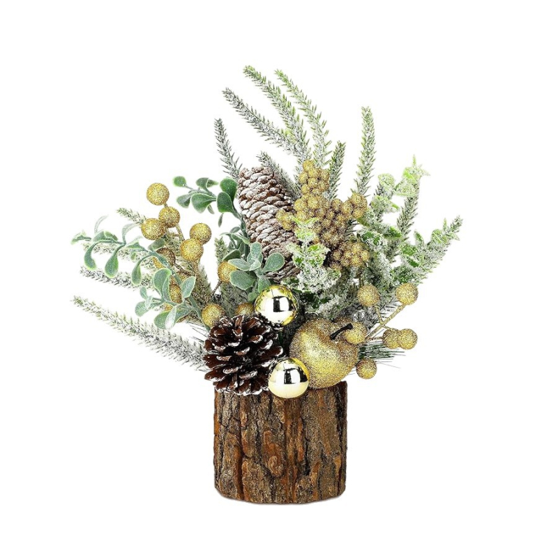 Μίνι Χριστουγεννιάτικο δέντρο με υφή φλοιού — Model: Tree Bark Small Tree; Υλικά: Plastic, Foam, Polyester, Wire; Κατηγορία: Christmas Tree; Χρήση: Desktop