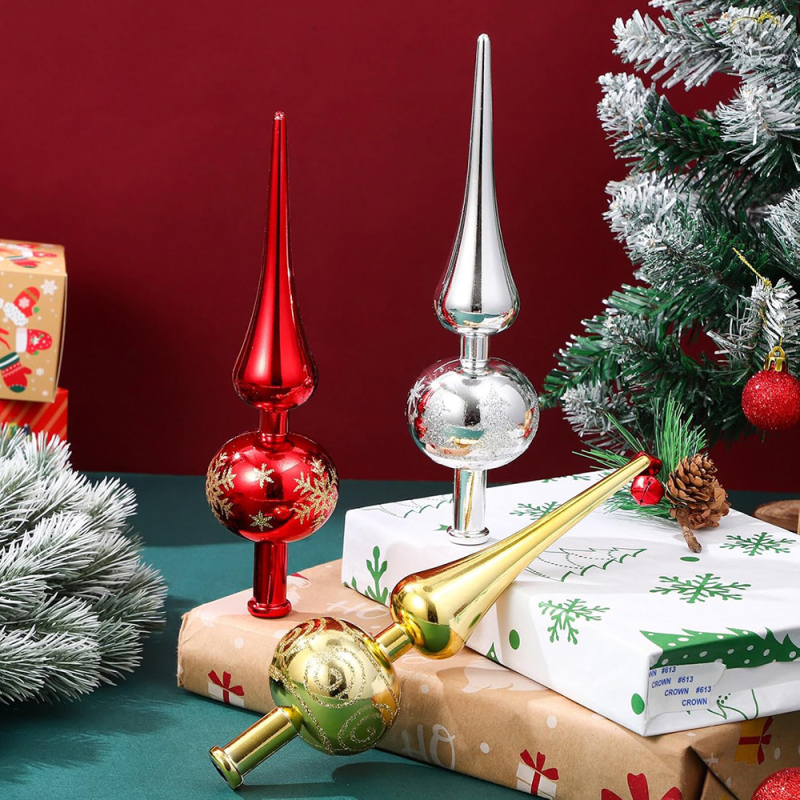 MEILIDA Hviezda na vrch stromu – sklenený, fúkaný, lesklý povrch, visiaci ozdobný prvok, karikatúrny tvar