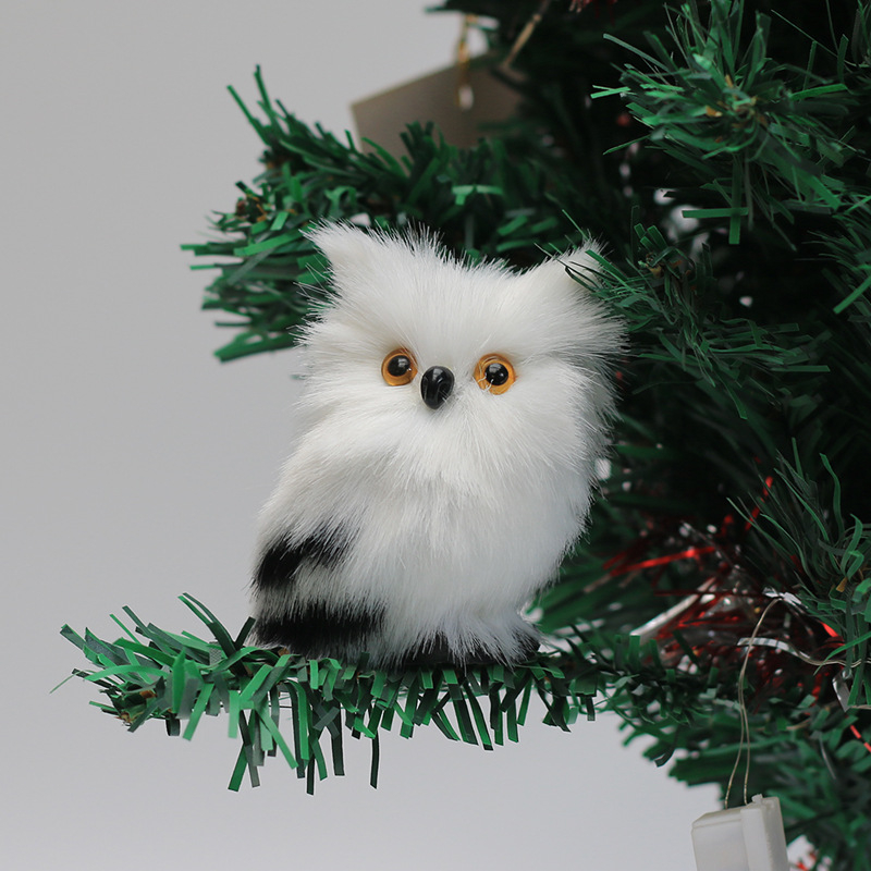 Bagoly karácsonyi dísz, műanyag és textil anyagból, pásztor stílusú, karácsonyi dekoráció