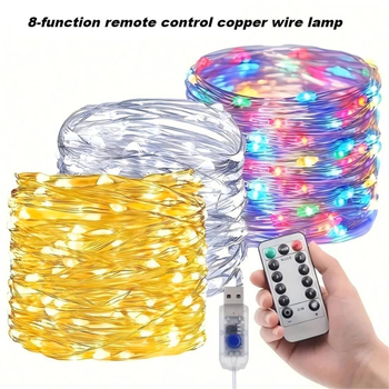 LED nit bakrene žice, USB napajanje ili baterijsko napajanje, daljinsko upravljanje, vanjska dekoracija dvorišta i kampiranje