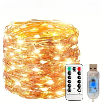 LED nit bakrene žice, USB napajanje ili baterijsko napajanje, daljinsko upravljanje, vanjska dekoracija dvorišta i kampiranje