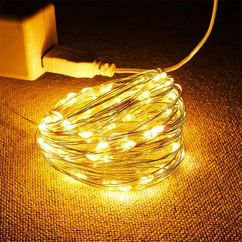 LED nit bakrene žice, USB napajanje ili baterijsko napajanje, daljinsko upravljanje, vanjska dekoracija dvorišta i kampiranje