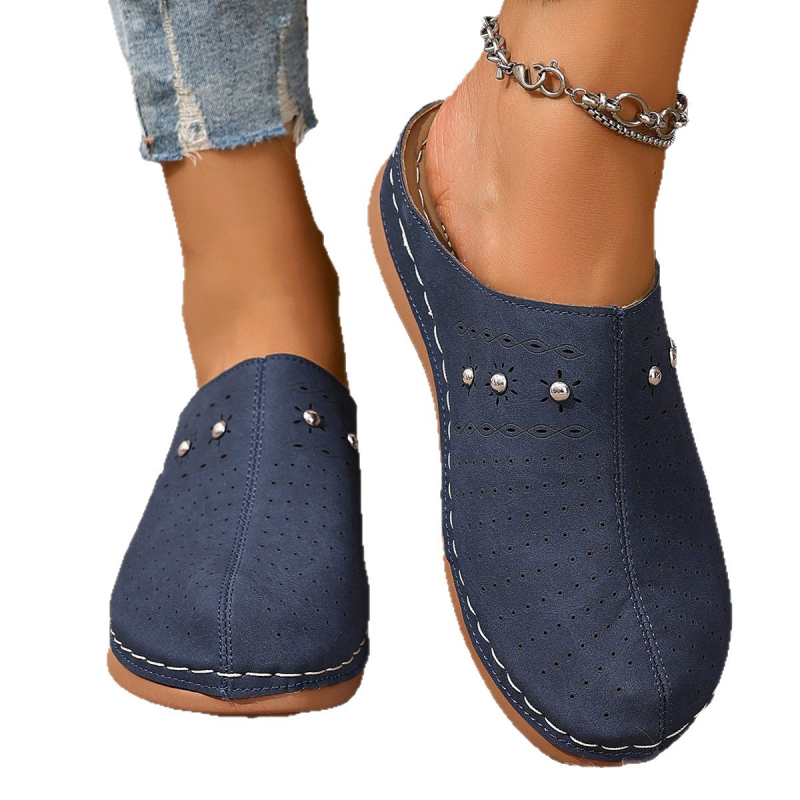 Zártujjú papucs vastag talppal, PU felső rész, gumi talp, slip-on (One-Kick), Római stílus