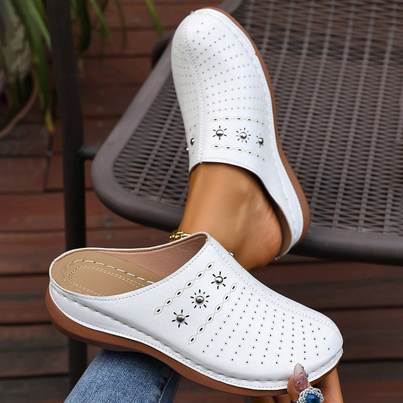 Zártujjú papucs vastag talppal, PU felső rész, gumi talp, slip-on (One-Kick), Római stílus