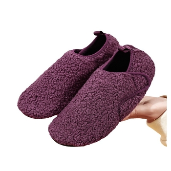 Uniszex téli meleg pamut papucs fleece bélés, csúszásmentes gumitalp és Velcro zárás