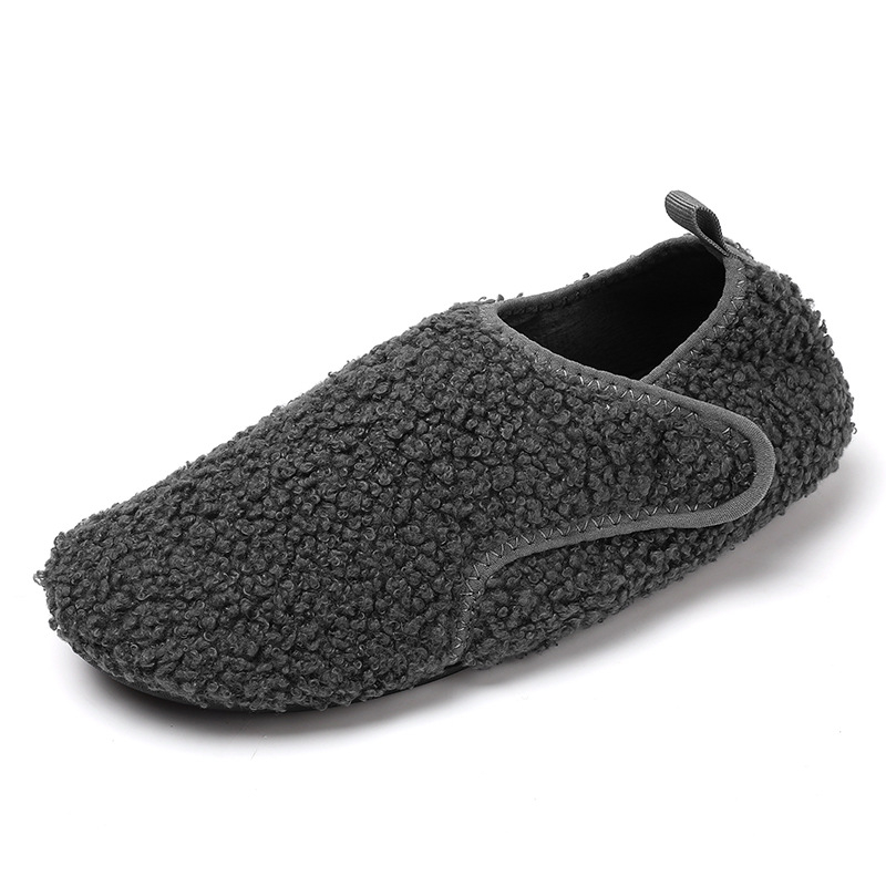 Uniszex téli meleg pamut papucs fleece bélés, csúszásmentes gumitalp és Velcro zárás