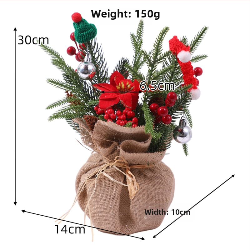 Vianočné stolné ozdoby v pastoraálnom štýle, hodvábne kvety, Ruth's Flower Shop, balenie Opp bag