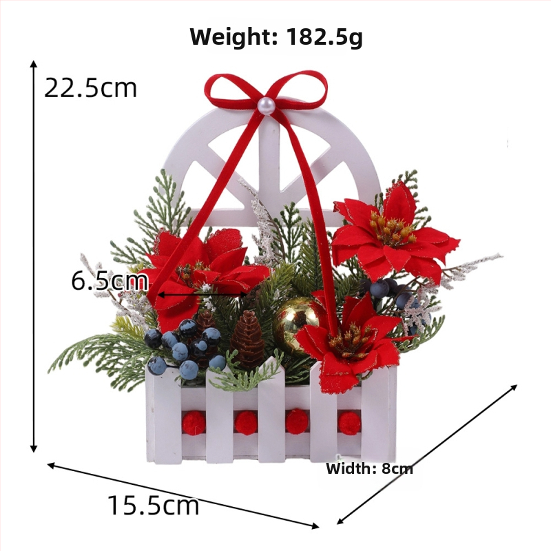 Vianočné stolné ozdoby v pastoraálnom štýle, hodvábne kvety, Ruth's Flower Shop, balenie Opp bag