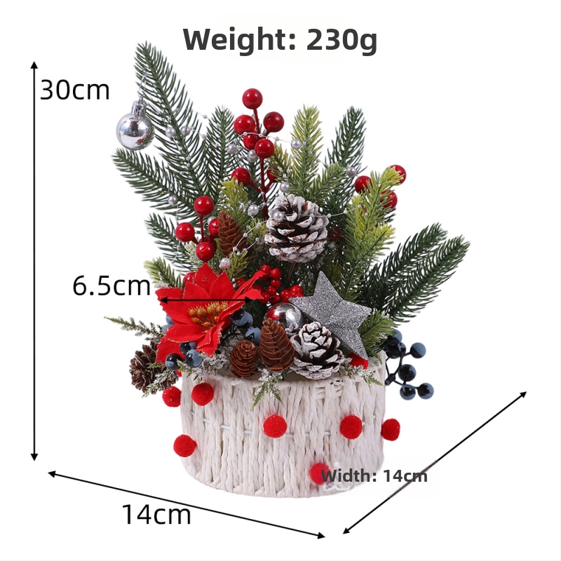 Vianočné stolné ozdoby v pastoraálnom štýle, hodvábne kvety, Ruth's Flower Shop, balenie Opp bag