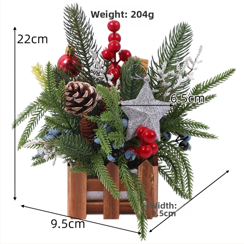 Vianočné stolné ozdoby v pastoraálnom štýle, hodvábne kvety, Ruth's Flower Shop, balenie Opp bag