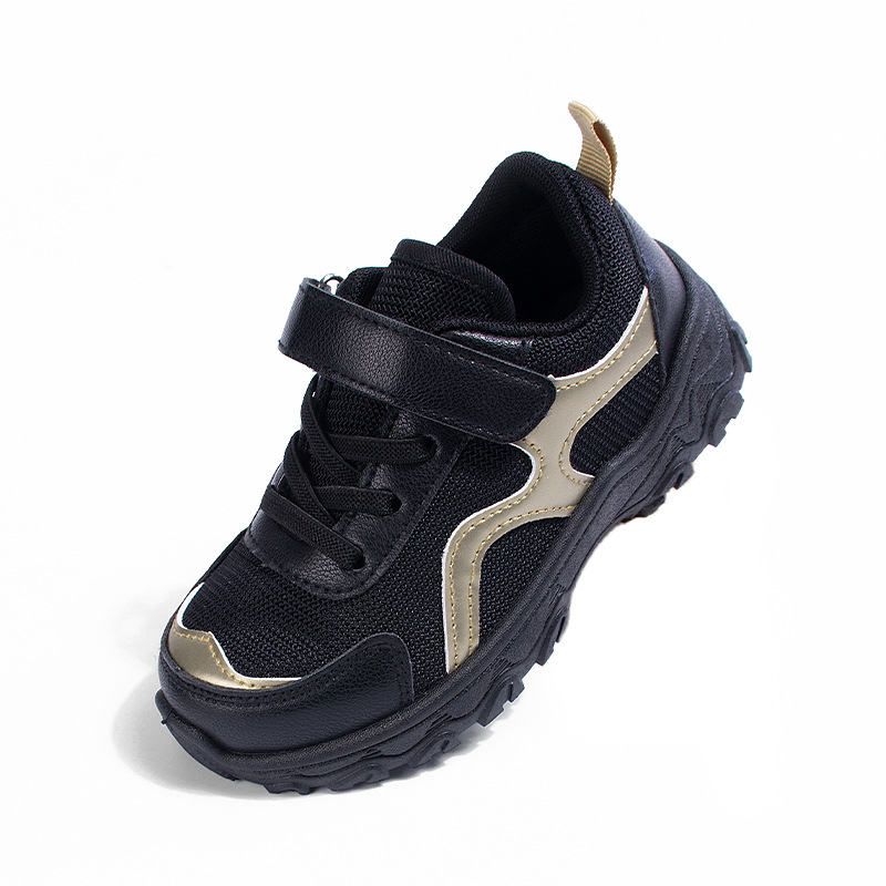 Gyerekeknek készült lélegző hálós felsőrésszel sportcipő Velcro-zárással – könnyű, PVC talp, Koreai stílus