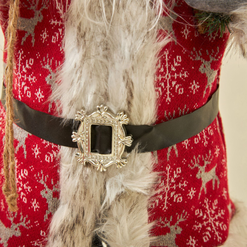 Karácsonyi díszek/babák: Mikulás és rénszarvas pulóveres baba, klasszikus stílus, műanyag és textil, Xinte'an márka