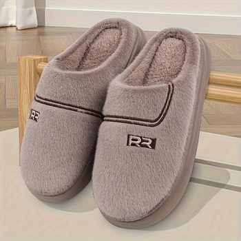 Мъжки топли пантофи от кравешки велур, плъзгащ се дизайн без връзки, TPR подметка, есенно-зимни, за възрастни мъже над 60