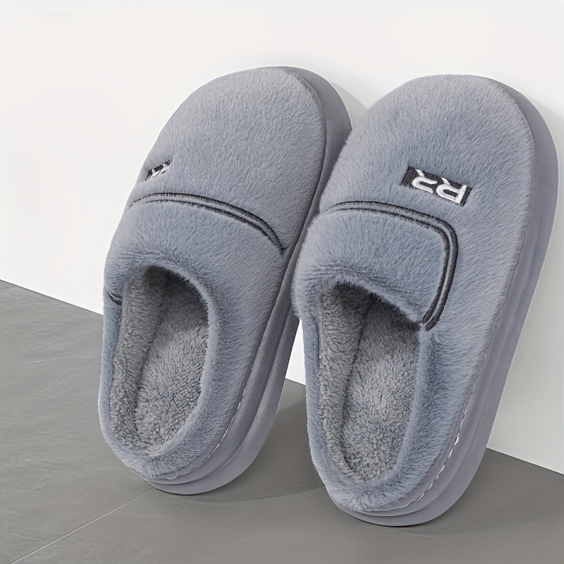 Мъжки топли пантофи от кравешки велур, плъзгащ се дизайн без връзки, TPR подметка, есенно-зимни, за възрастни мъже над 60