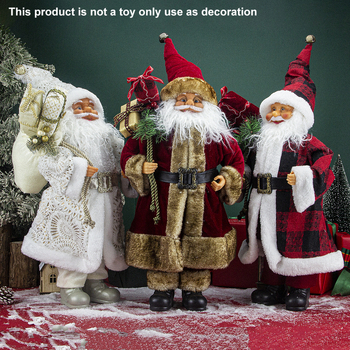 Álló Mikulás szobor, amerikai country stílus, műanyag és poliészter, Qianhong márka, karácsonyi dekoráció