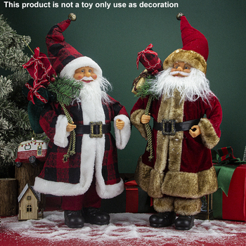 Álló Mikulás szobor, amerikai country stílus, műanyag és poliészter, Qianhong márka, karácsonyi dekoráció
