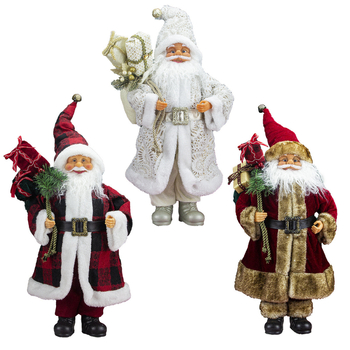 Álló Mikulás szobor, amerikai country stílus, műanyag és poliészter, Qianhong márka, karácsonyi dekoráció