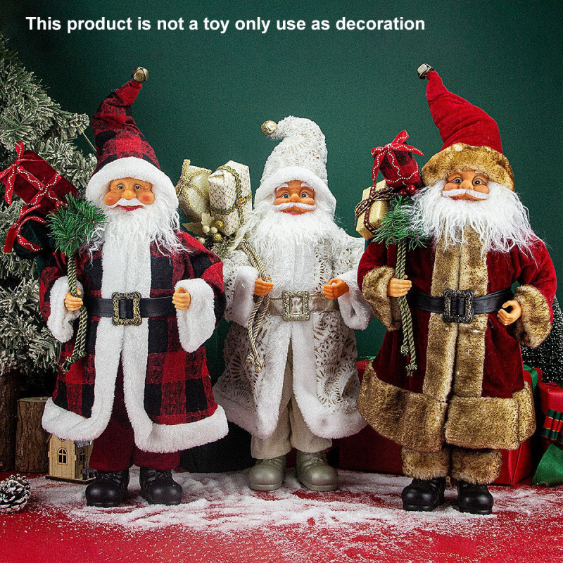 Álló Mikulás szobor, amerikai country stílus, műanyag és poliészter, Qianhong márka, karácsonyi dekoráció