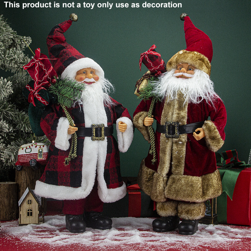 Álló Mikulás szobor, amerikai country stílus, műanyag és poliészter, Qianhong márka, karácsonyi dekoráció