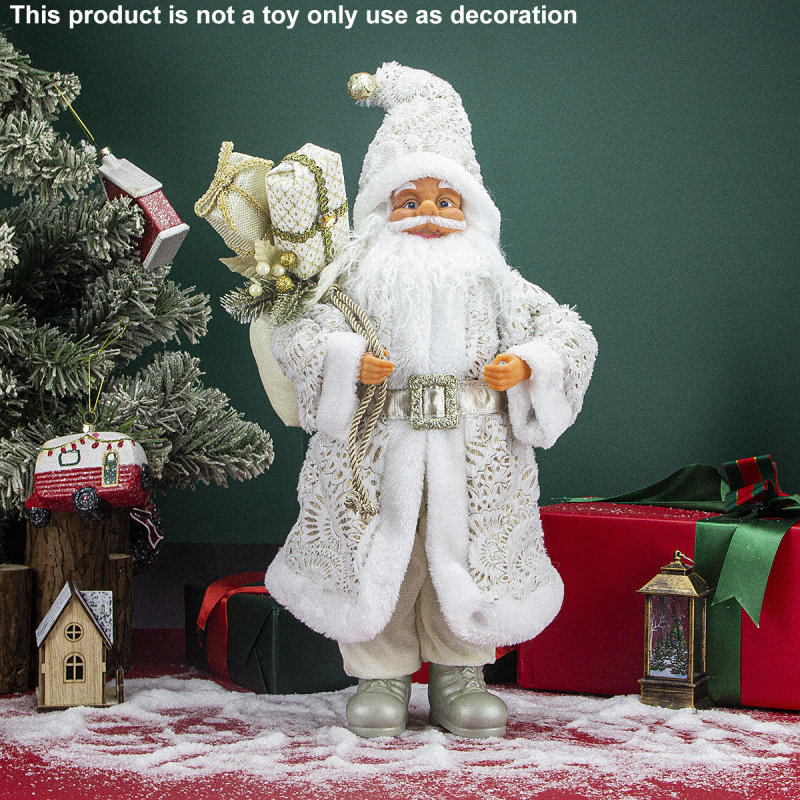 Álló Mikulás szobor, amerikai country stílus, műanyag és poliészter, Qianhong márka, karácsonyi dekoráció