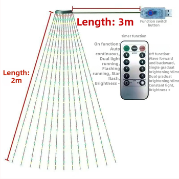 LED vonkajšie vodotesné vianočné svetlá LM0053 – 3000 lm, USB napájanie, ≤36 V, IP65