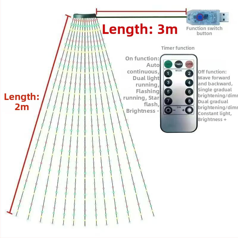 LED vonkajšie vodotesné vianočné svetlá LM0053 – 3000 lm, USB napájanie, ≤36 V, IP65