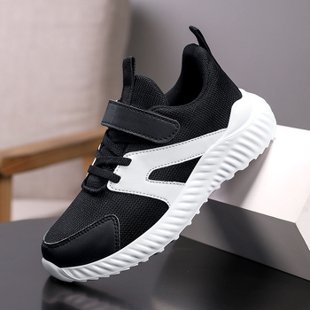 Uniszex gyermek futócipő légáteresztő hálós felsővel, könnyű EVA talppal, Velcro zár, csíkos mintázat